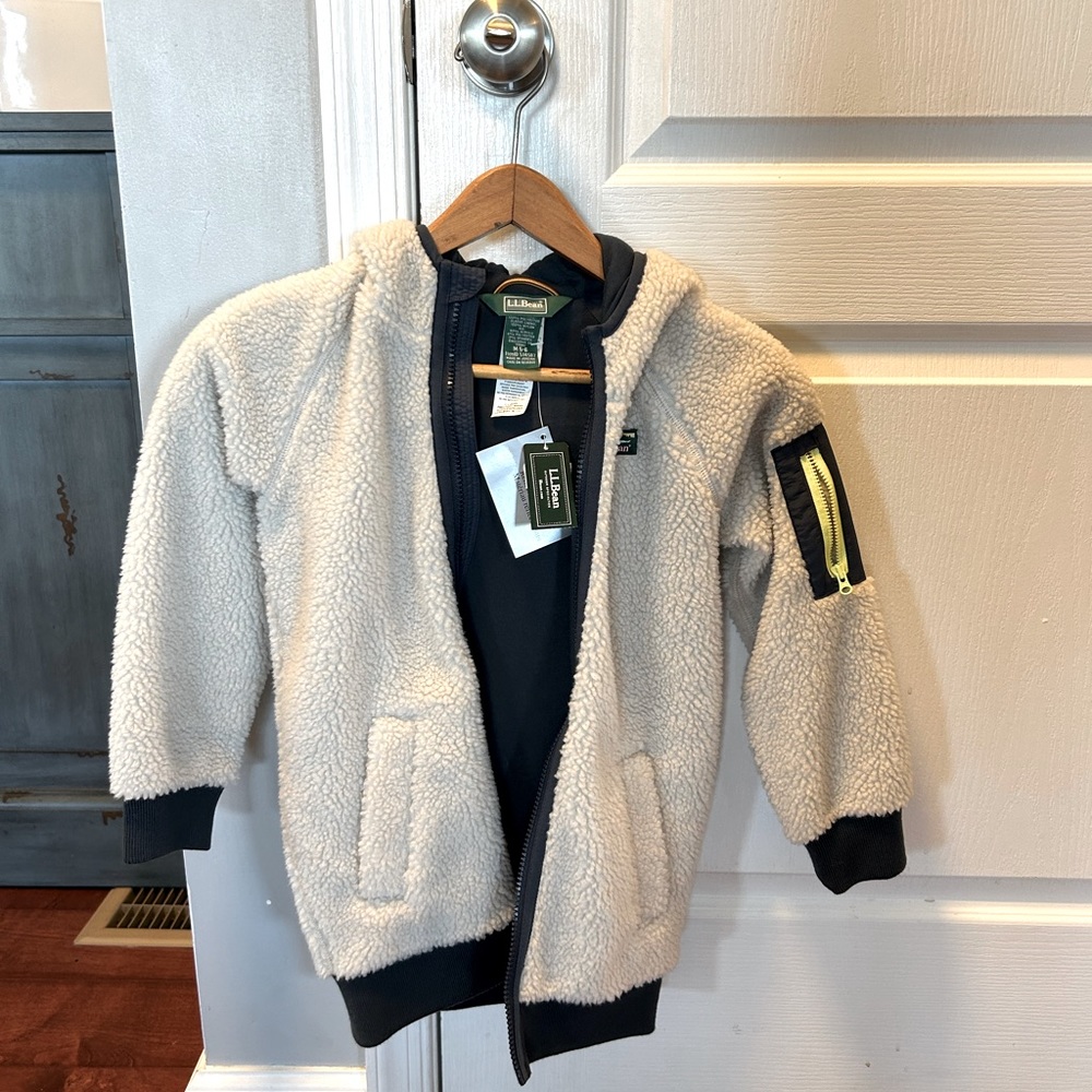 Llbean Sherpa fleece lined long coat unisex kids 5/6